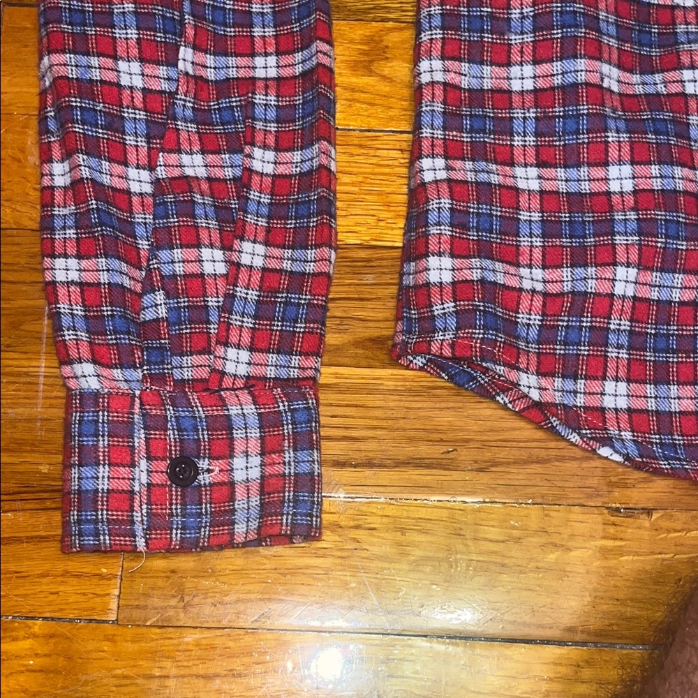 🌷 Hedge Red and Blue Flannel Shirt with Charcoal Hood - Picture 5 of 9